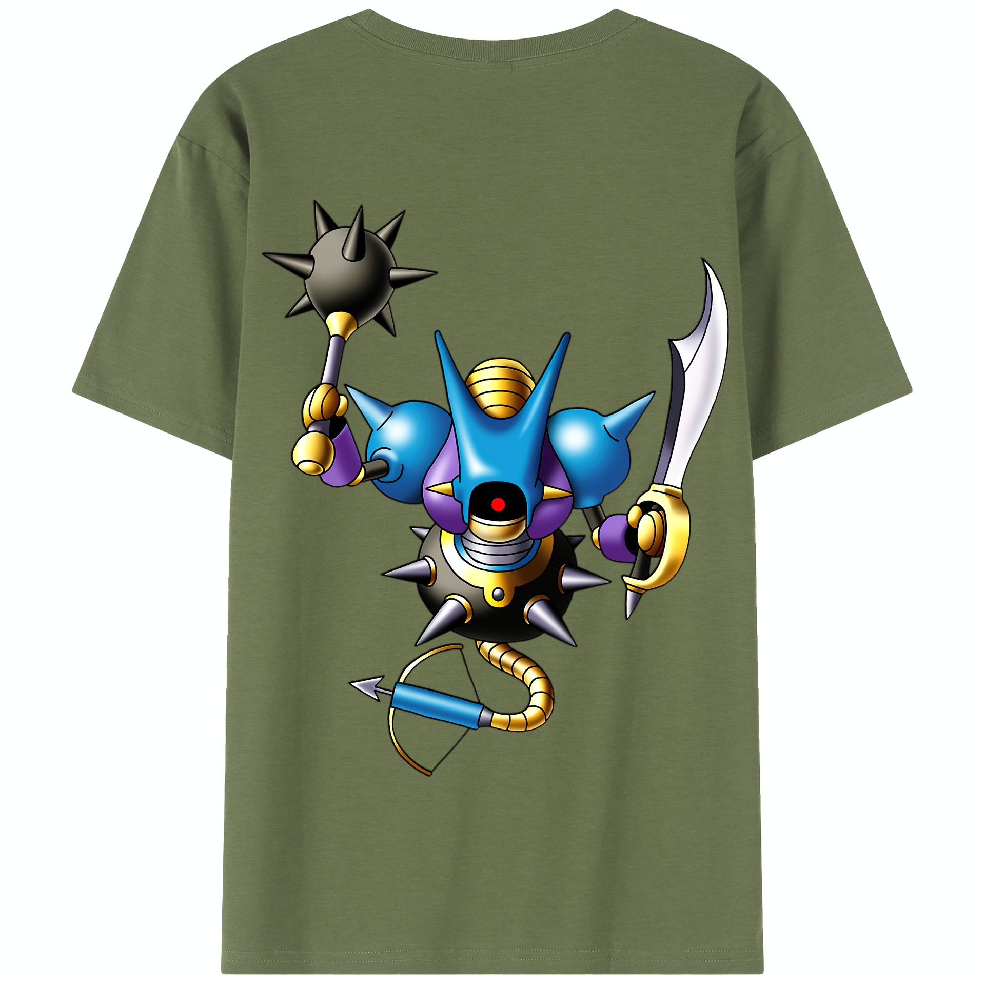 （画像用） ドラゴンクエスト Doragon Kuesuto Dragon Quest 綿100％半袖Tシャツ（背面プリント）